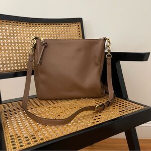 Coach Tan Leather Satchel with Gold Accents